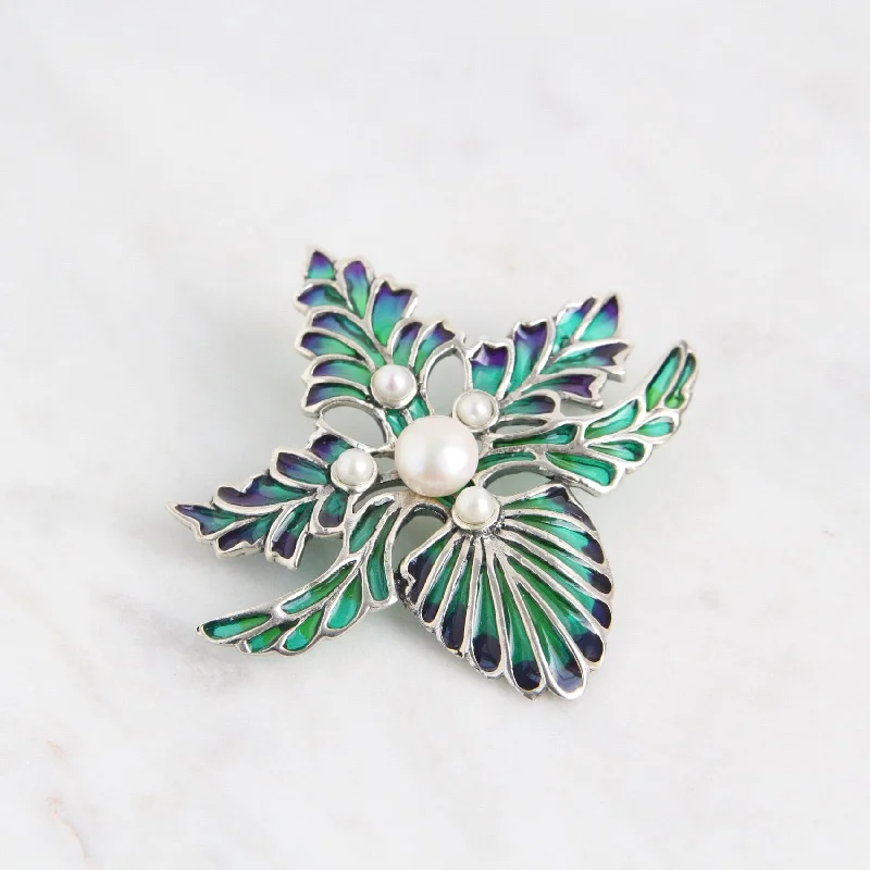 Enamel Art Nouveau Orchid Pin