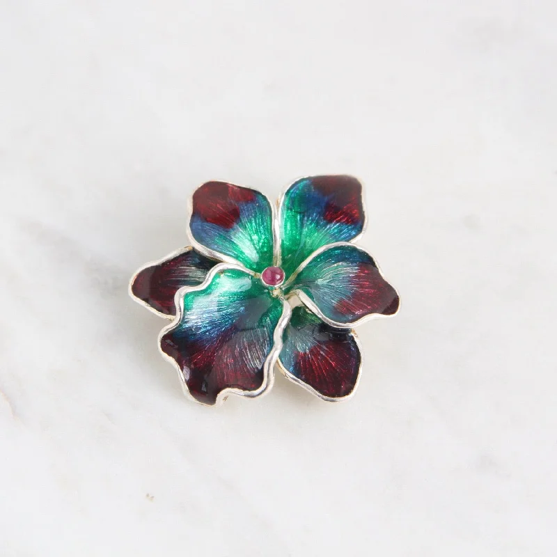 Small Enameled Orchid Pin