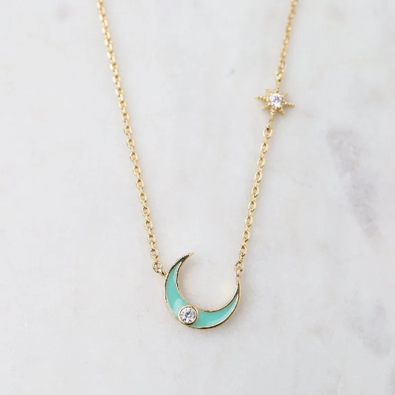 Blue Moon & Star Necklace